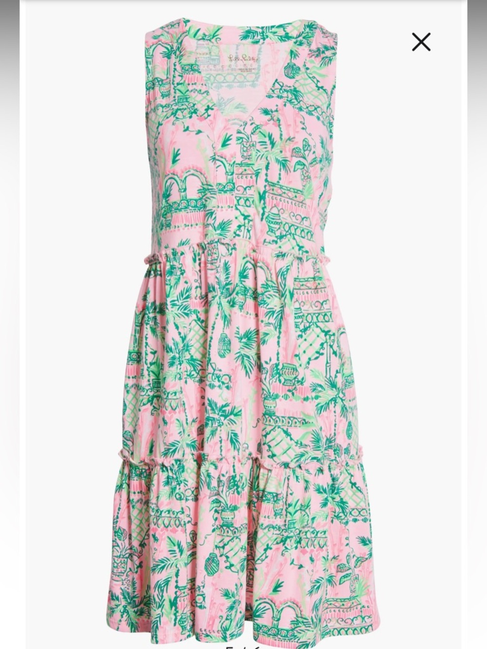 Lilly Pulitzer Lorina Print V-Neck Sleeveless Tiered Cotton Dress - Picture 4 of 7